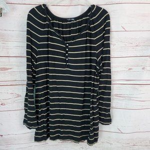 Striped  Stretchy Top Shirt Blouse Large XL